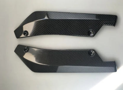 2pcs Universal Car Rear Bumper Lip Diffuser Splitter Spoiler Scratch Protector Black Carbon Fiber Rear Lip Wrap Angle Splitters