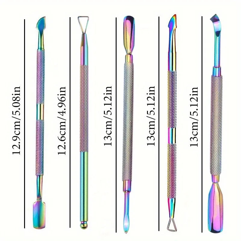 Nail Cuticle Pusher Tweezer Rainbow Cutter Nipper Clipper Dead Skin Remover Stainless Steel Manicure Nails Art Tool ManicureTool