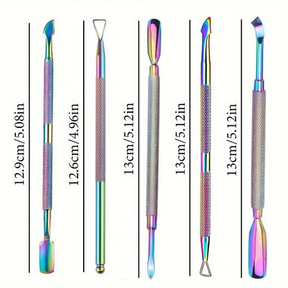 Nail Cuticle Pusher Tweezer Rainbow Cutter Nipper Clipper Dead Skin Remover Stainless Steel Manicure Nails Art Tool ManicureTool