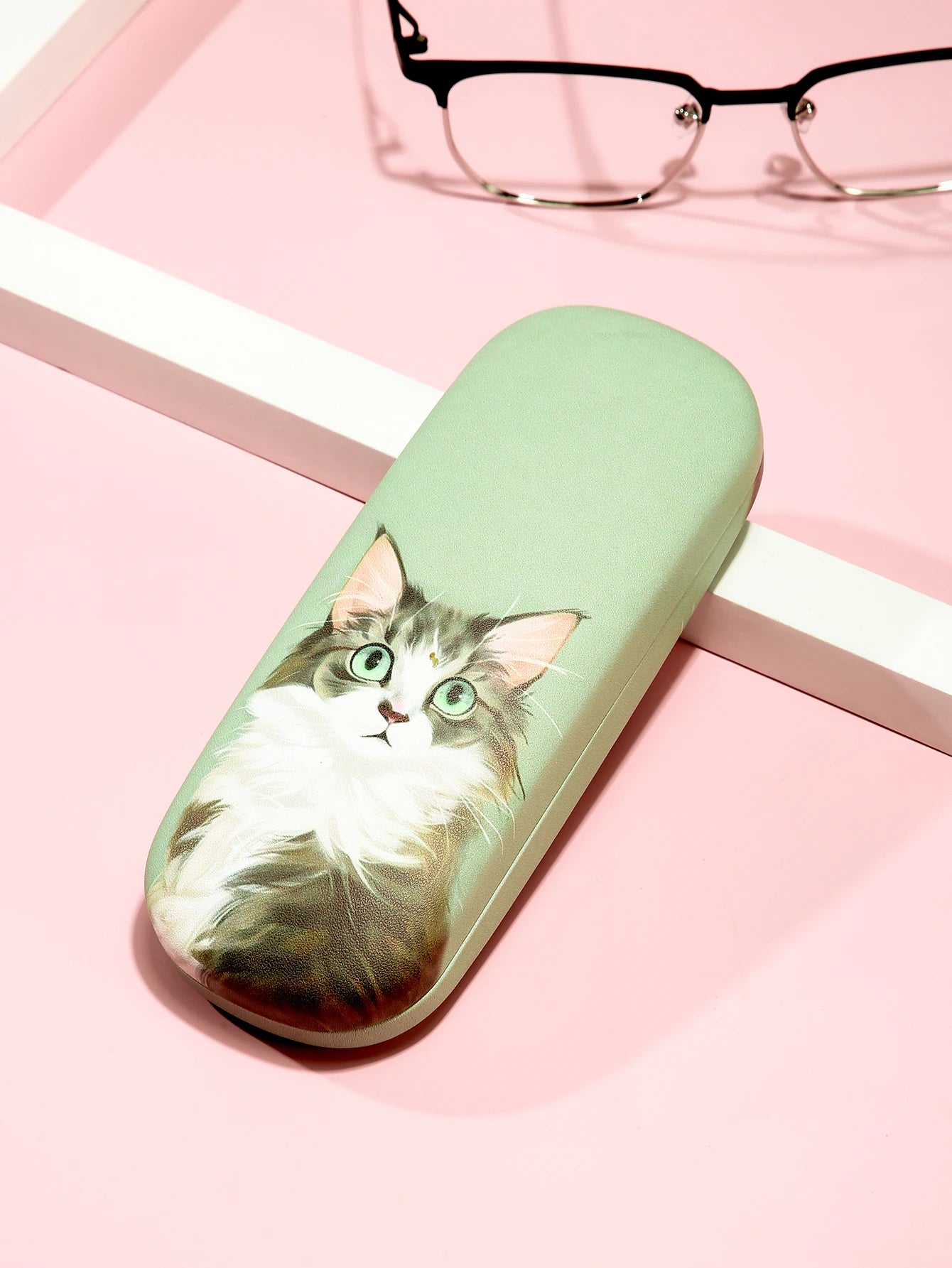 1pc Cartoon Cute Cat Printed Fashion Hard Shell Protective Glasses Case Durable Portable Storage Box For Women Eyewear Protector