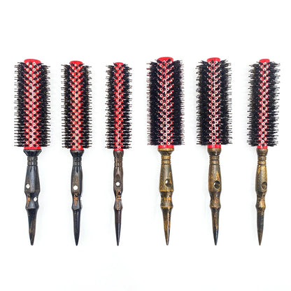 Round Hairbrush Anti Static Wood Boar Bristle Round Brush Hairdresser Styling Tools Teasing Brush For Curly Hair Comb Brush