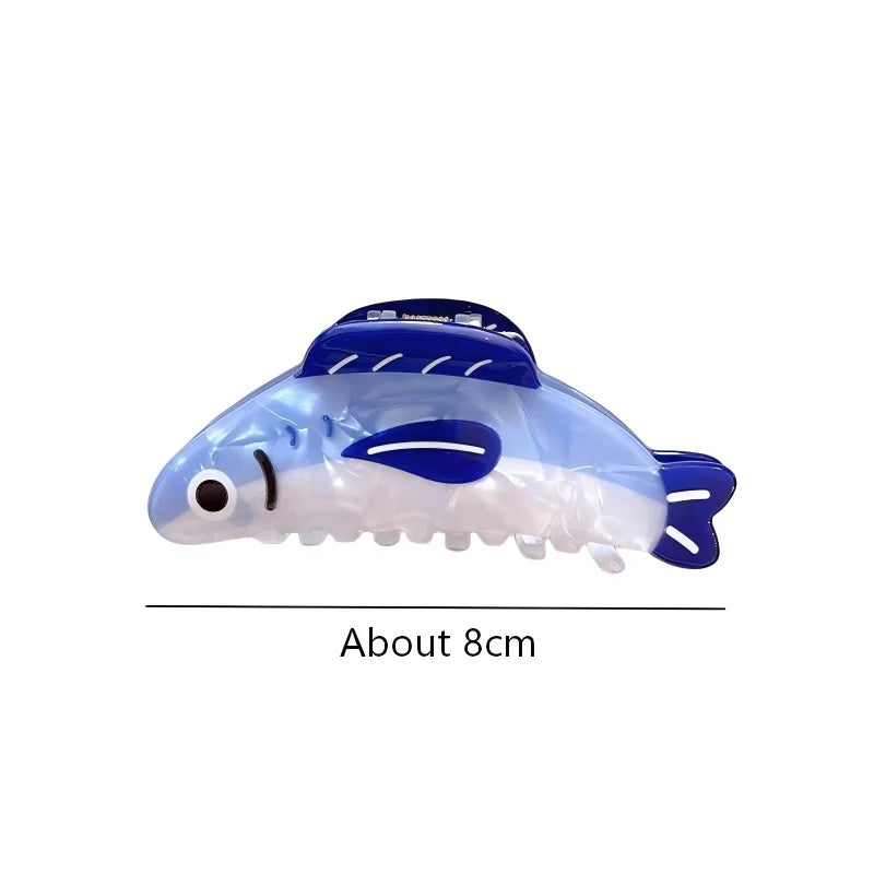 1Pcs Creative Ocean Sardine Hair Clip Cute Shark Texture Ponytail Holder Female Hair Ornament Clip
