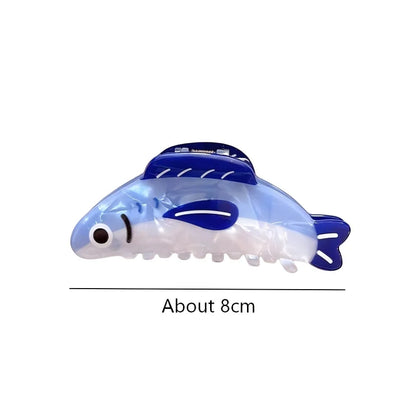 1Pcs Creative Ocean Sardine Hair Clip Cute Shark Texture Ponytail Holder Female Hair Ornament Clip