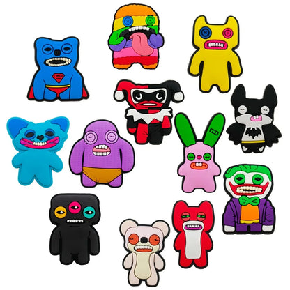 12Pcs Fuggler Monster Shoes Charms Cartoon Clog Sandal Garden Shoe Decoration Accessorie Shoe Buckles Kids Party Gifts