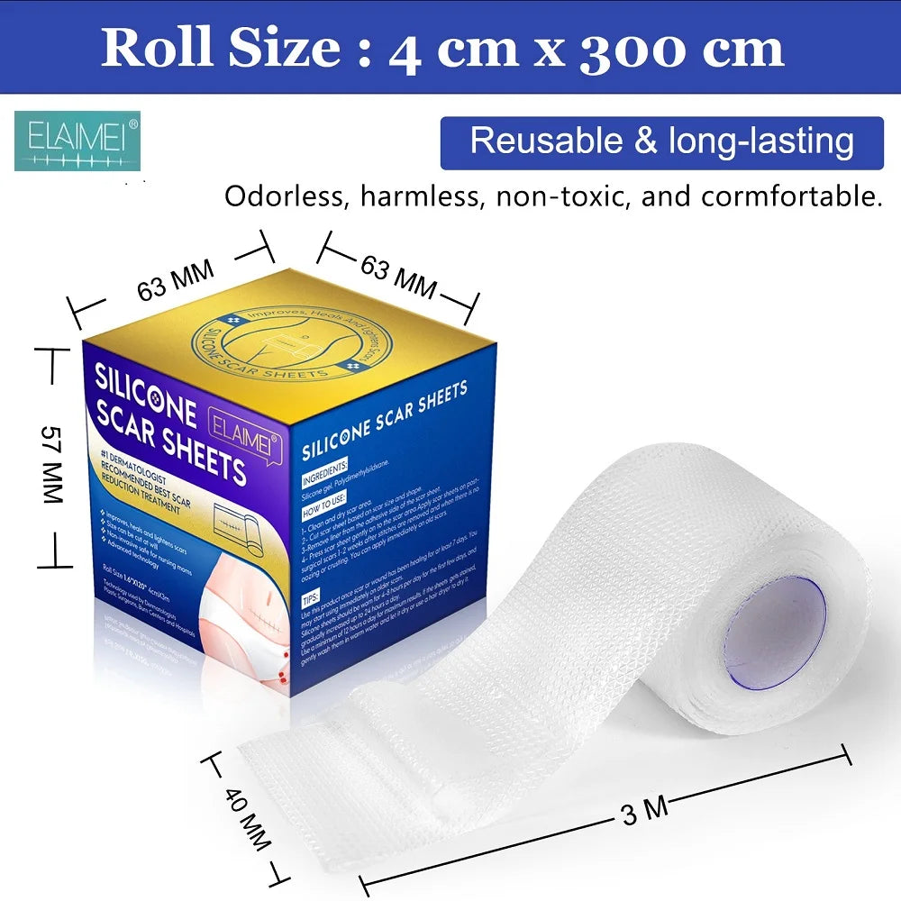 1 Roll Invisible Silicone Scar Sheets Self-Adhesive Scar Cover Tape Skin Care Strips Transparent Color