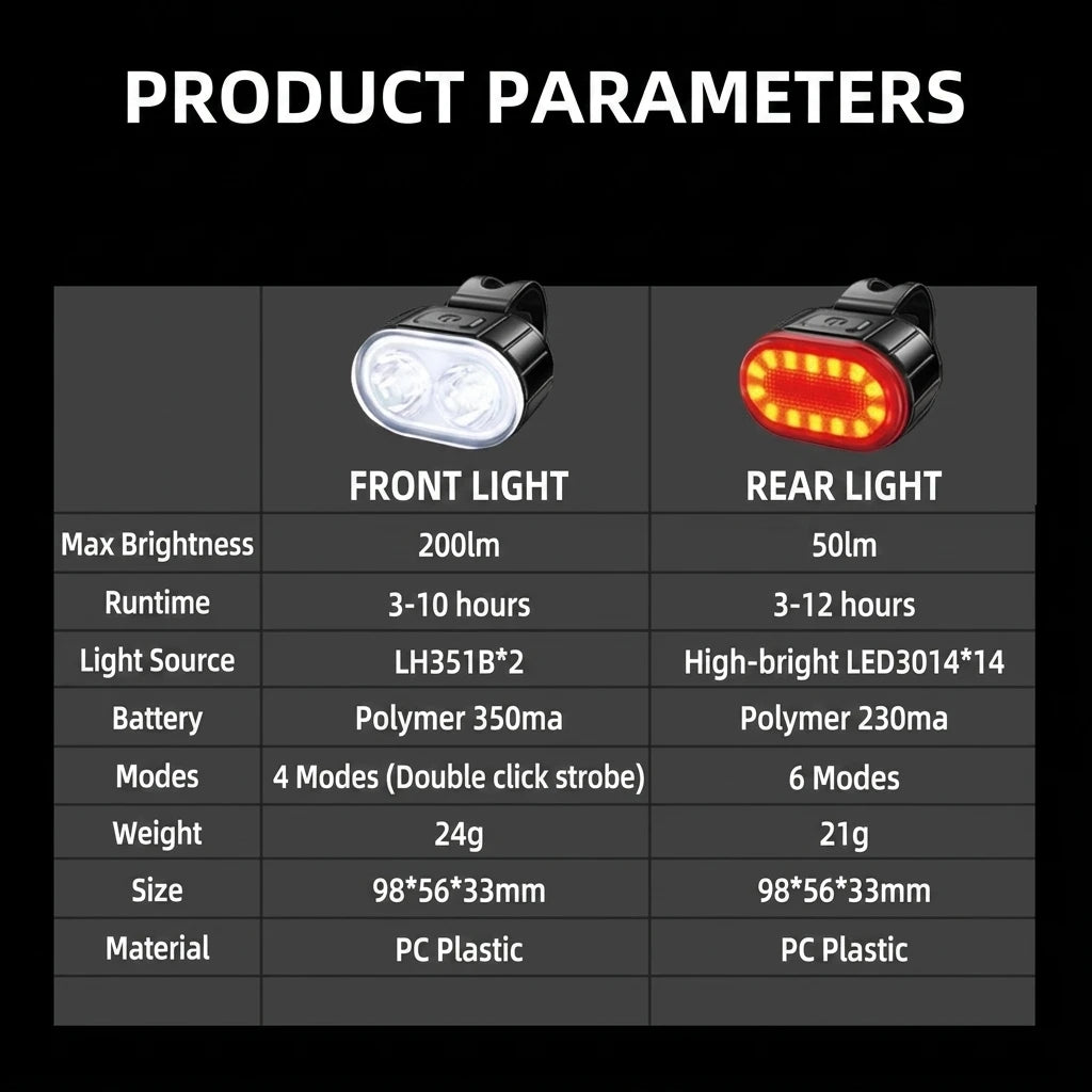Bike Lighting Front and Rear Lights Bicycle Lamp Led Cycling Light Bike Flashlight for Bicycle Front Taillight Lantern