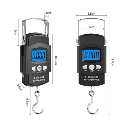 50kg/40kg 10g Portable Digital Scale LCD Electronic Hook Hanging Scale Baggage Weight with 100cm Retractable Measuring Tape