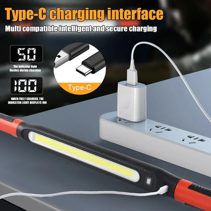 KDULIT LED Magnetic Work Light Rechargeable Underhood Work Lamp With Hooks & Rotating Magnetic Base For Car Repairing Emergency