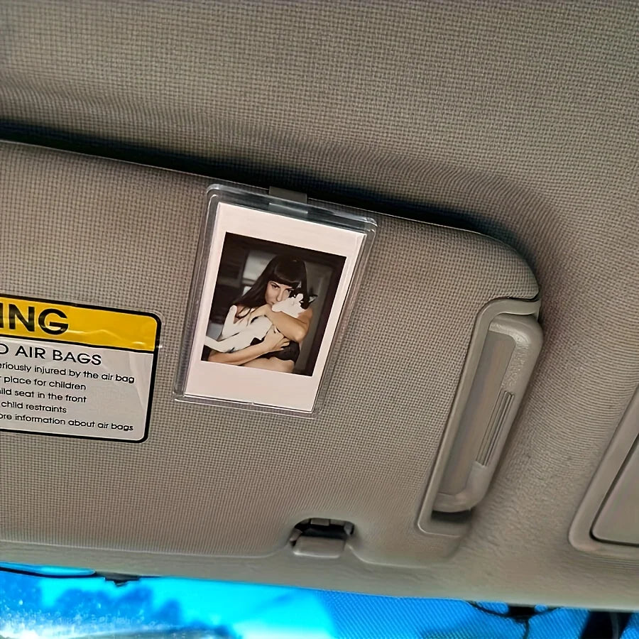 1pc Custom Sun Visor Photo Clip Scratch Resistant Personalized Photo Frame Tool-Free Installation No Charging Required