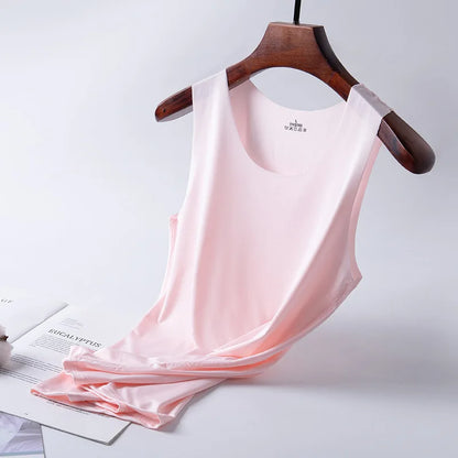 1pcs Summer Women Men Thin Tank Tops Seamless Ice Silk Vest Undershirt Underwear Students Korean-Style Slim Vest Sleeveless Tops