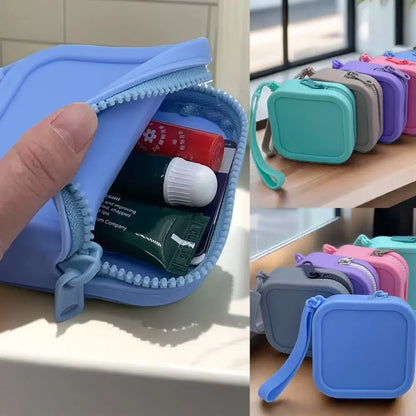 Vintage Silicone Organizer Wallet Coin Purse Waterproof Zipper Earphone Bag Travel Pouch Students