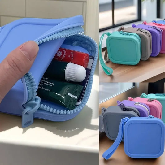 Vintage Silicone Organizer Wallet Coin Purse Waterproof Zipper Earphone Bag Travel Pouch Students