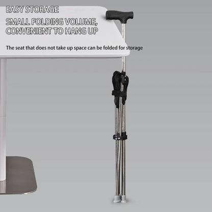 Outdoor Foldable Walking Stick Stool Lightweight with Seats Heavy Duty Steel Walking Stick for Elderly Disabled Hiking Poles
