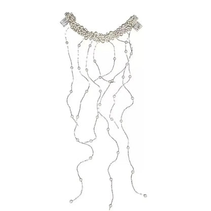 1 elegant artificial pearl hair comb with exquisite bead tassel for bride's wedding dress headwear