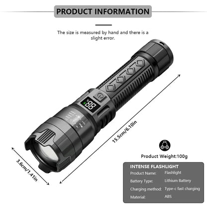 USB Rechargeable LED Flashlight Bright High Lumens,Zoomable Waterproof Torch,Portable Handheld Light for Outdoor Camping Hiking