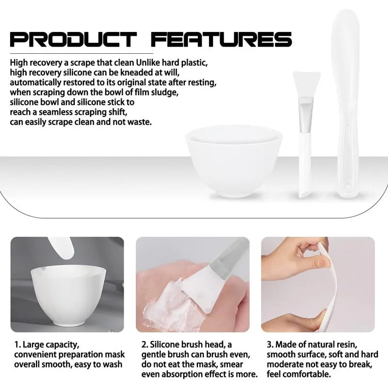 3/4pcs Face Mask Brush Set Reusable Mask Mixing Bowl Facial Applicator Spatula Stirring Soft Fan Facial Brushes Makeup Supplies
