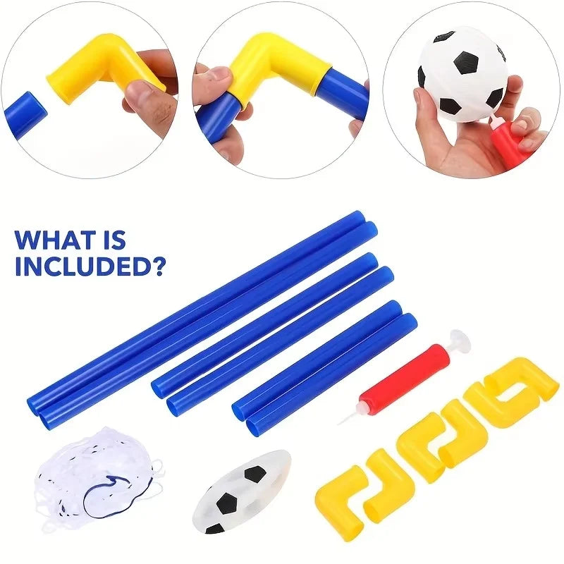 Portable Micro Soccer Goal Set (Net, Pump, Ball Included) | Lightweight Indoor/Outdoor Gear for Park & Beach Training