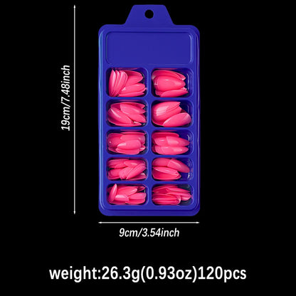 120Pcs Wine Red Almond Press On Nails Full Coverage Fake Nail Tip False Fingertips for Dating/Party Women Manicure Extension Tip