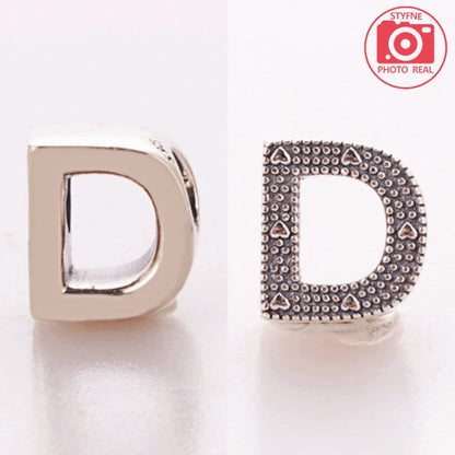 Silver 925 26 Letter A-Z Alphabet Charm Fine Beads Fit Original Charms Silver Bracelet DIY Fine Jewelry for Women Gifts Making