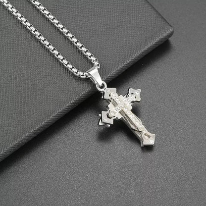 High Quality Cross Titanium Steel Non Fading Necklace,Domineering and Trendy Men's hip-hop Pendant Chain,New Handsome Men Women