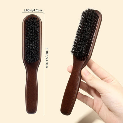 Boar Bristle Hair Brush (Unisex) - Fragrance-Free Professional Barber Styling Bristle Brush, Suitable for Thick/Fine Hair