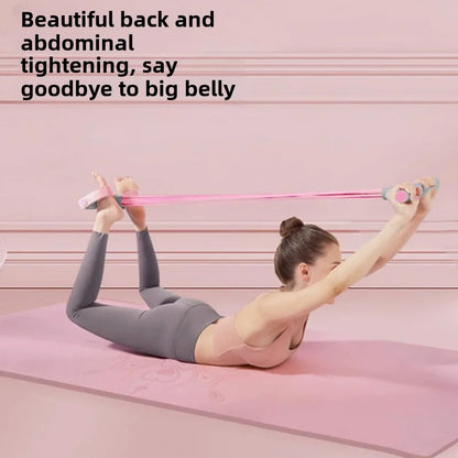 Pink 6-Tube Foot Pedal Resistance Band Space-Saving Figure Sculpting Tool Portable Home Fitness for Ab Core Back Shaping
