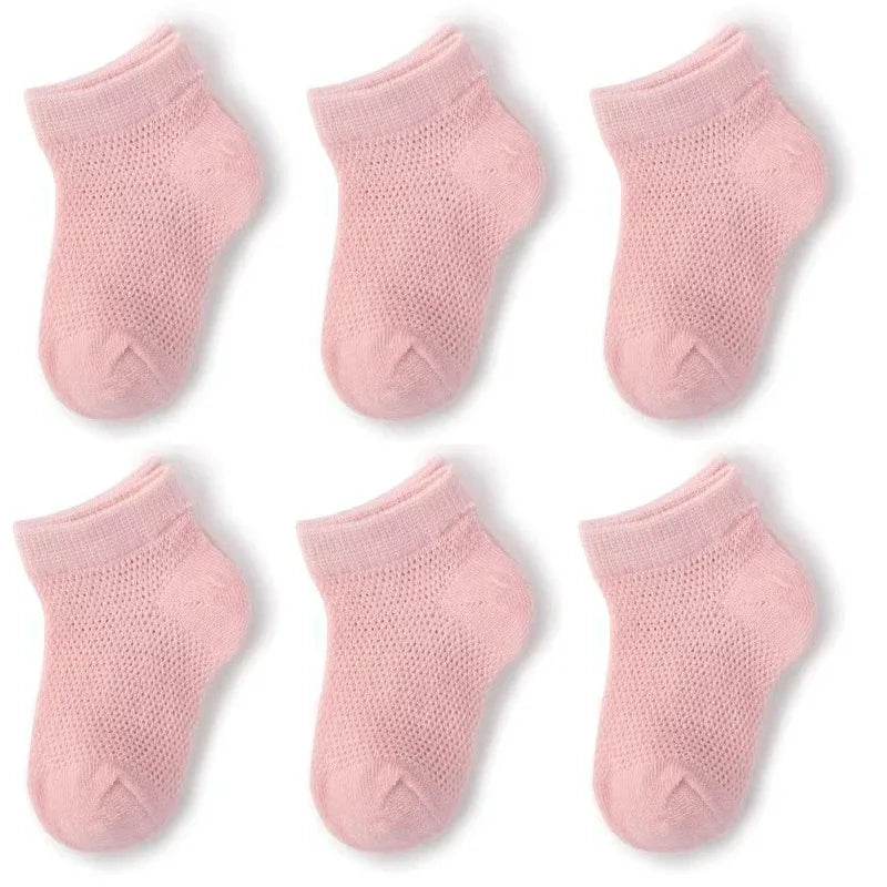3Pairs/lot Summer Baby Thin Mesh Cotton White Pink Ankle Short Sock for Toddler Kids Boys Girls Breathable Soft Stretch Socks