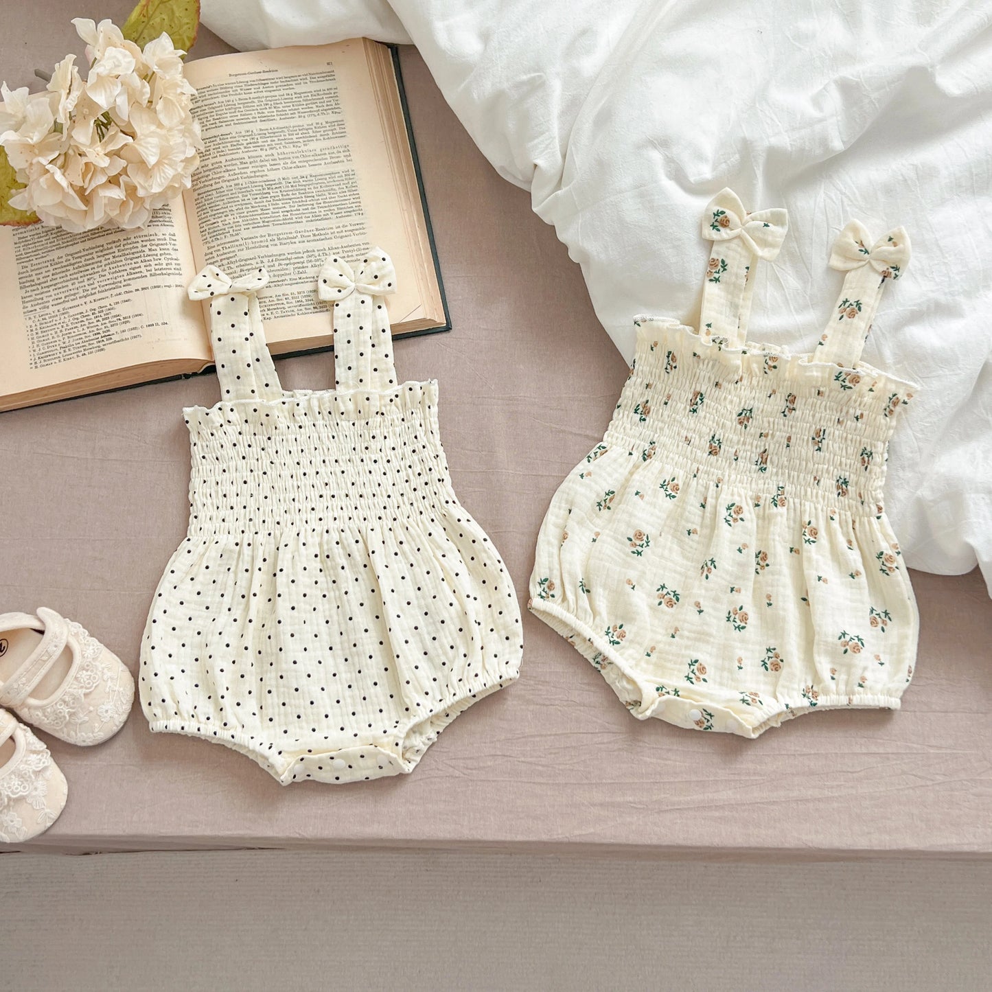 Summer Outfit Kids Baby Clothes Cotton Sleeveless Rompers Newborn Girls Clothes Toddlers Flower Bow Kids One-pieces Bodysuits