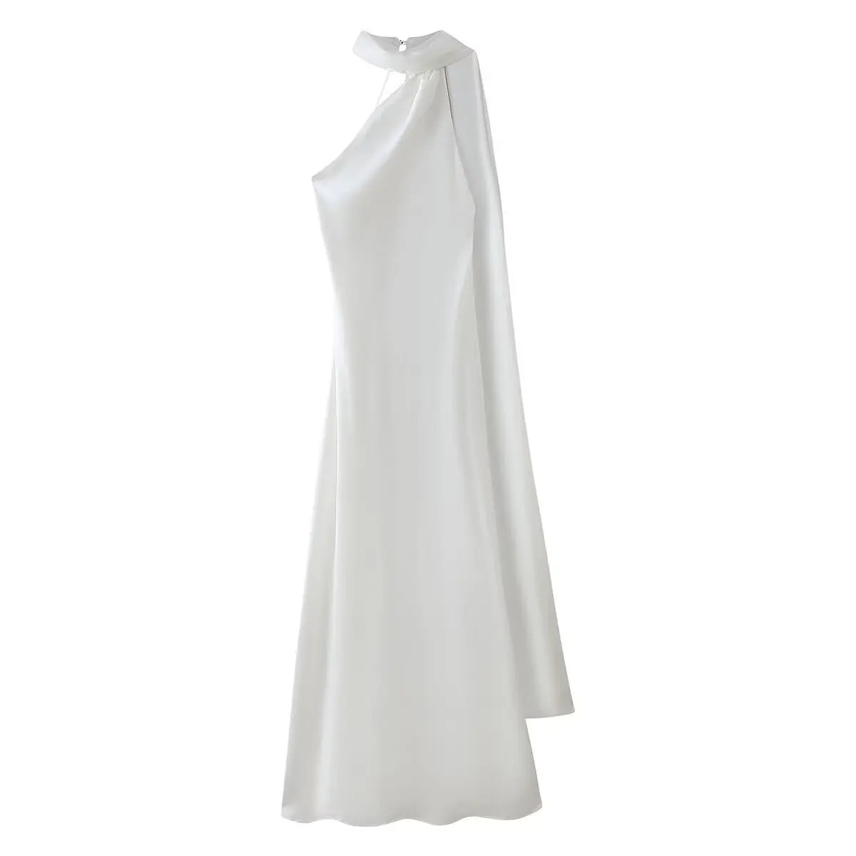 VEITCHE Elegant Women's Soft Silk Satin Long Dress Halter Backless Sleeveless Maxi Dresses Summer Lady Long Ribbon Party Gowns