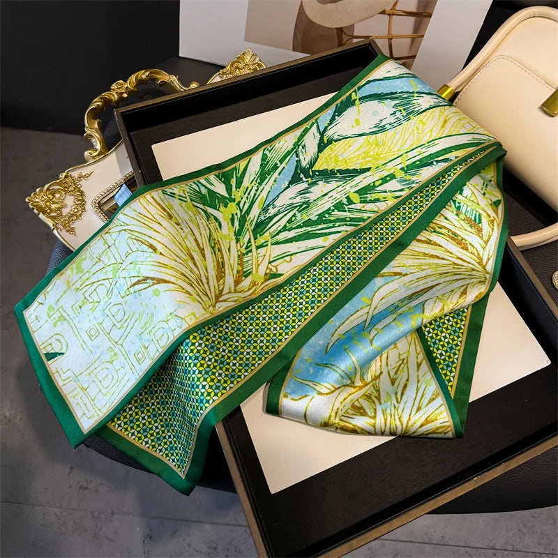 Fashion Skinny Silk Scarf for Women Letter Hair Ribbons Headbands Bandana Female Bag Wrist Wrap Neckerchief Foulard Neck Ties