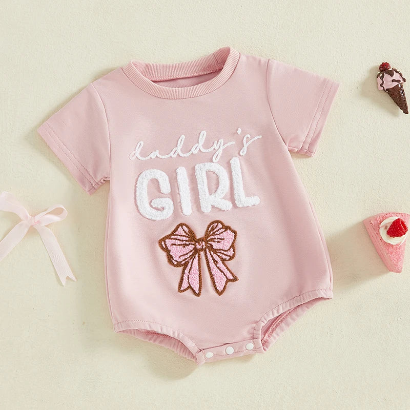 Daddy s Little Princess Father s Day  with Floral Embroidery and Ruffle Sleeves for Baby Girls