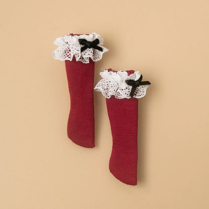 Blyth Socks Fashion Long Socks Lace Bow Socks Black White for Licca Azone Momoko OB24 OB22 OB27 YMY Doll Accessories