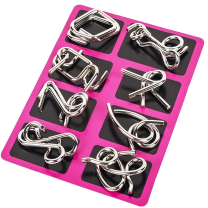 8Pcs/Set Metal Montessori Puzzle Wire Mind Brain Teaser Puzzles Children Adults Interactive Game Reliever Educational Toys