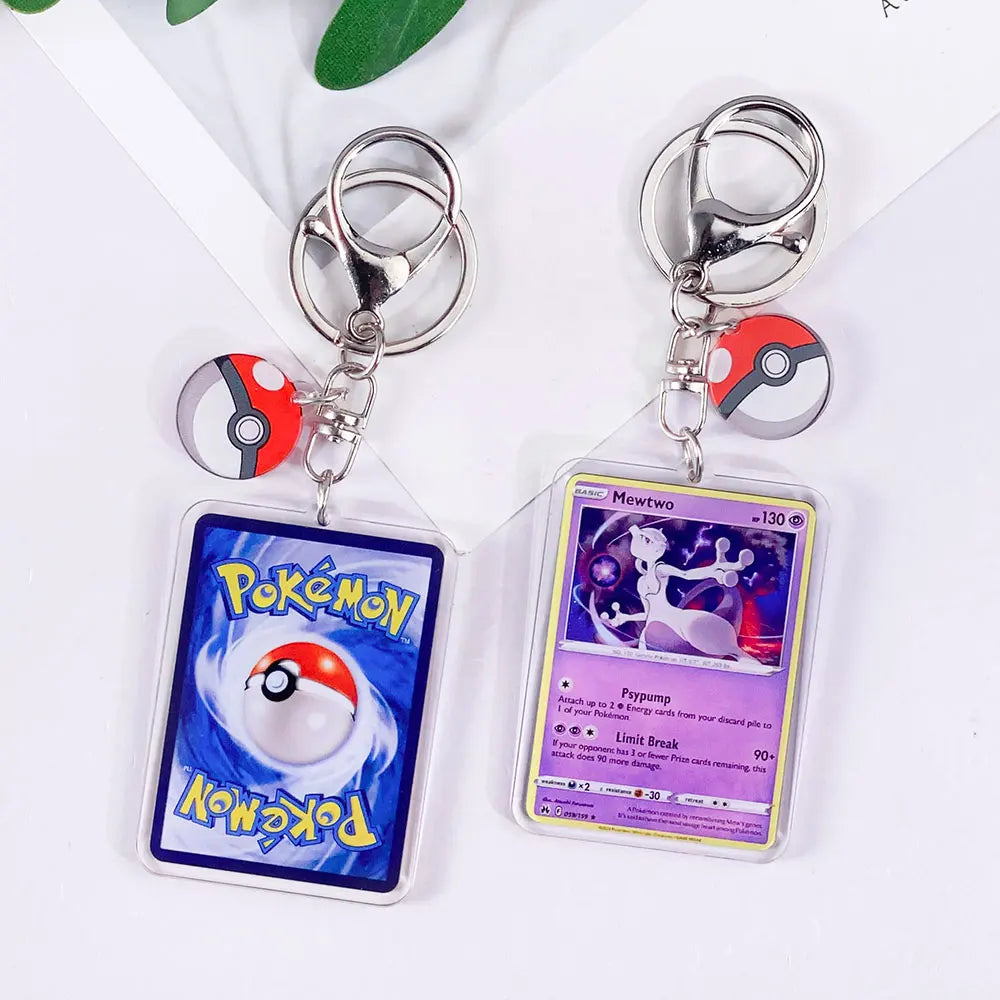 Pokémon Card Cute Acrylic Car Keychain Accessories Pikachu Charizard Gengar EeveeBag Charm Backpack Pendant Gifts For Friends