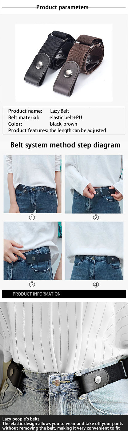 2pcs Set No Buckle Elastic Belt for Women Men Unisex Stretch Belt for Pants Jeans Casual Buckle Free Adjustable Invisible Belts