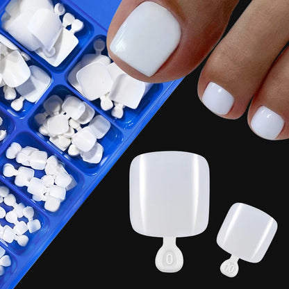 100pcs Classic White Fake Toenails Short Square Full Cover Press On Toenail Artificial False Toe Nails Tips for Women Daily Wear