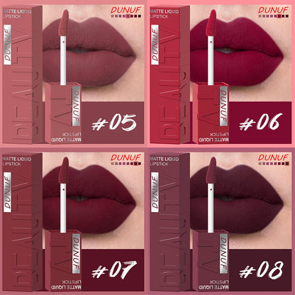 8 Color Nude Brown Matte Liquid Lipstick Velvet Sexy Dark Red Lip Glaze Non-stick Cup Not Easy To Fade Lip Gloss Lipstick Makeup