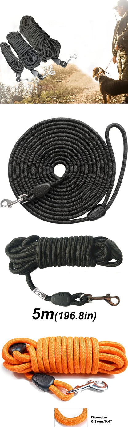 5M/10M/15M Heavy Duty Nylon Dog Leash - Ideal for Recall & Agility Training Tailored, Suitable for Medium to Large Dogs