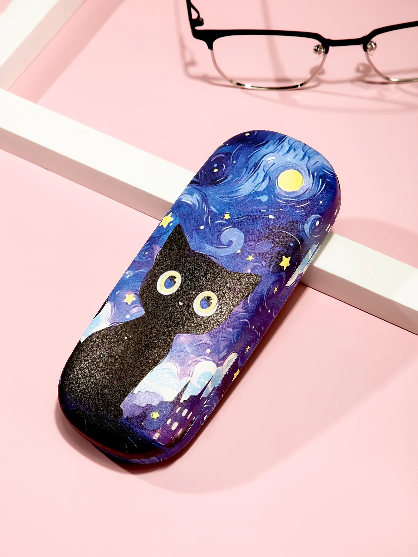 1pc Cartoon Cute Cat Printed Fashion Hard Shell Protective Glasses Case Durable Portable Storage Box For Women Eyewear Protector