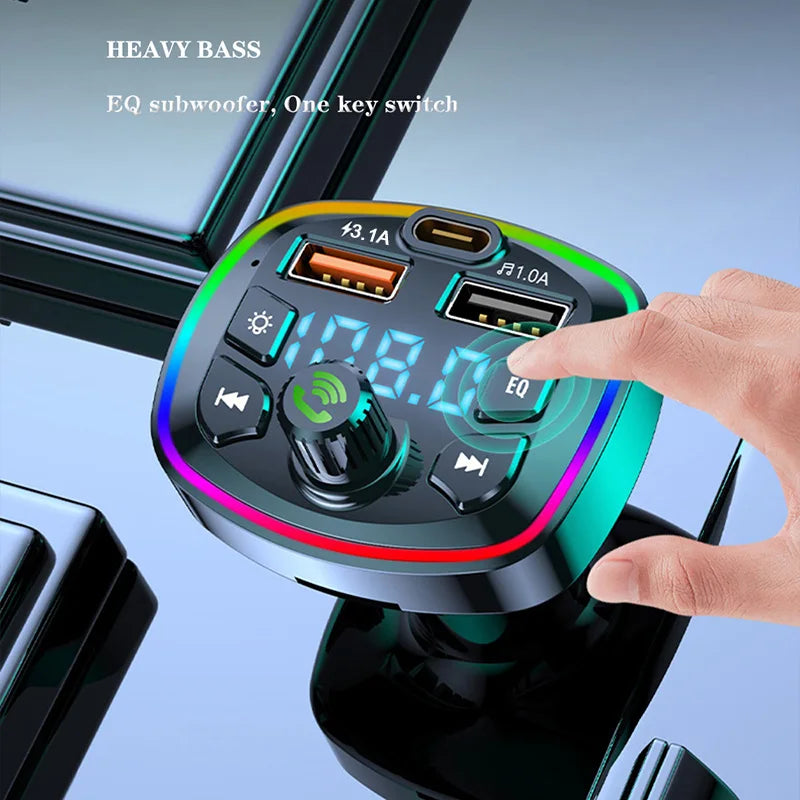 Car Bluetooth 5.0 FM Transmitter Wireless Adapter Mic Audio Receiver Auto MP3 Player 2.1A Dual USB Fast Charger Car Accessories