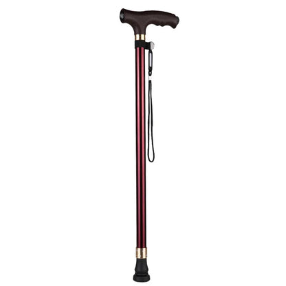 LED Light Non-Slip Elderly Walking Sticks Aluminum Alloy Multifunctional Crutch with Big Four Feet for Old Men