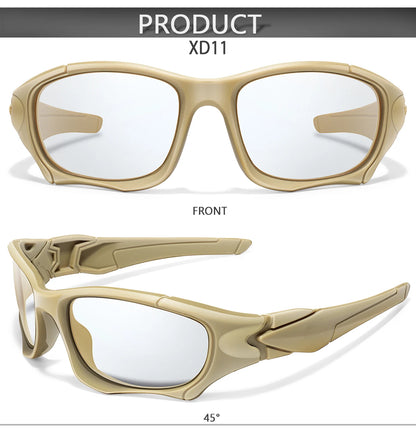 Photochromic Cycling Sunglasses Men Outdoor Sports Tactical Camouflage Goggles Vintage Driving Riding Fishing Windproof