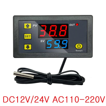 DC 12V/24V AC110-220V Probe Line 20A Digital Temperature Control LED Display Thermostat With Heat Cooling Control Instrument