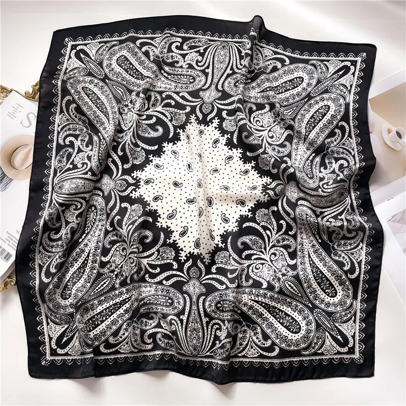 1pcs 70cm Houndstooth Printed Square Scarf For Women Silk CHRISTIAN Letters Fashionable And Versatile Headscarf Scarf Bandana