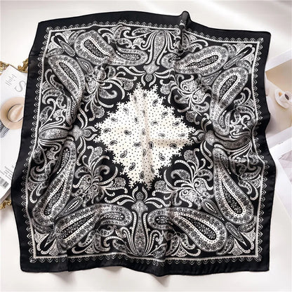 1pcs 70cm Houndstooth Printed Square Scarf For Women Silk CHRISTIAN Letters Fashionable And Versatile Headscarf Scarf Bandana