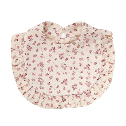 Flower Print Baby Bibs Adjustable Snap Saliva Towel Ruffled Edge Muslin Cotton Burp Cloths Rainbow A Grade Girls Feeding Scarf
