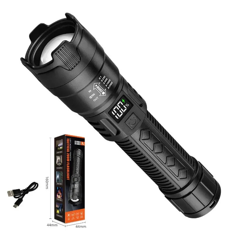 USB Rechargeable LED Flashlight Bright High Lumens,Zoomable Waterproof Torch,Portable Handheld Light for Outdoor Camping Hiking