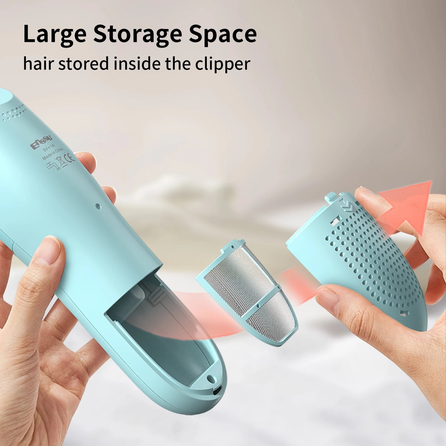 Vacuum Hair Clippers for Kids & Men Rechargeable Cordless Hair Cutting Machine with Safe Ceramic Blade Waterproof Hair Trimmers