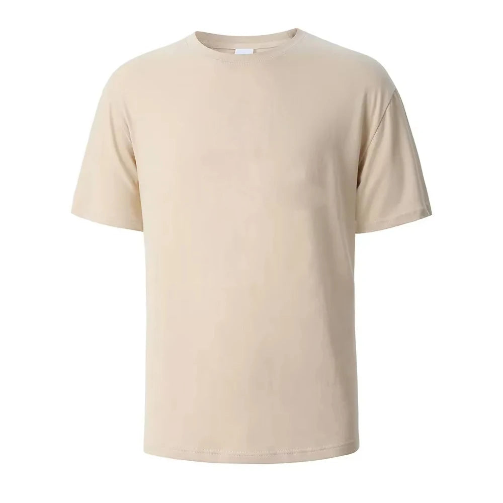 100% Cotton Men's  T-shirt O-neck Solid Color Bottoming Shirt Universal Casual Breathable T-shirt Tops Spring Autumn