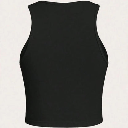 2025 Summer New Women's Casual Minimalist Solid Color Tank Top! Minimalist American English Print, Slimming & Flattering